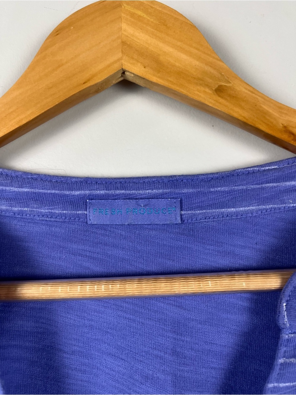 Fresh produce Ocean Stripe Buttonside Henley in Peri purple white size large - Picture 3 of 9